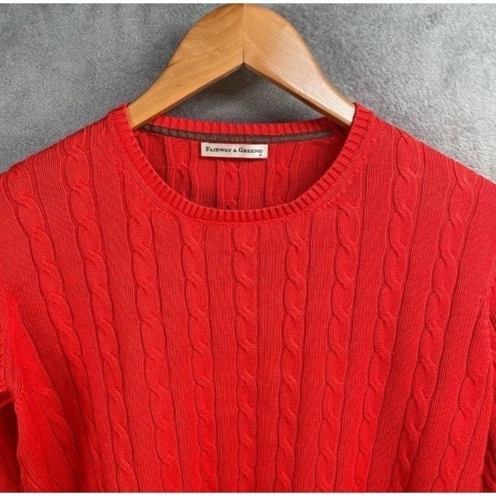Fairway & Greene Cable Knit Sweater Womens Large Preppy Quiet Luxury Old Money